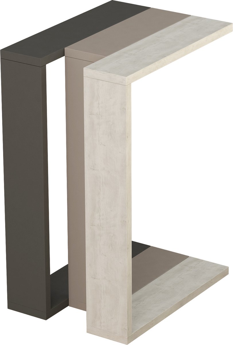 Hocus Picus Bijzettafel - Antraciet/Licht Mokka/Antiek Wit - 30x57 cm