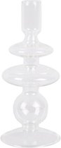 2x Present Time Candle Holder Glass Art Rings Medium Clear