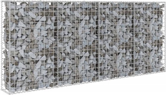 vidaXL - Schanskorfmuur - met - deksels - 200x20x85 - cm - gegalvaniseerd - staal