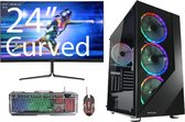 omiXimo - AMD Ryzen 3 - GeForce - GT1030 - Gaming Set - 24" Curved Gaming Monitor - Keyboard - Muis - Game PC met monitor - Complete Gaming Setup - 8 GB Ram | 240 GB SSD | LC803