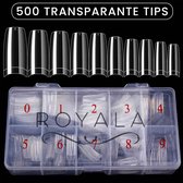 Royala Nagel Tips -  French Full Cover - Kunstnagel Set - NepNagel Tips - 500 Stuks 10 maten in handige Tipbox - Transparant/ Clear/ Helder - Acryl en Gel in tipbox