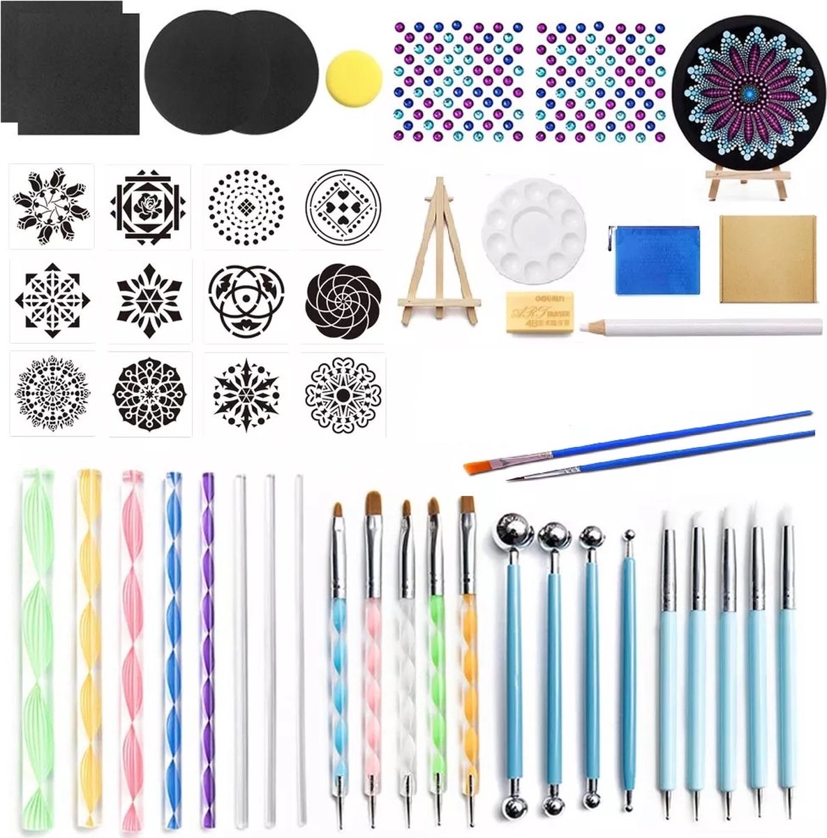 Dotting Tools 43 delig Mandala - Dotting Nail Art penselen voor Dot Painting - Mandala dotting inclusief Sjablonen EarKings - EarKings