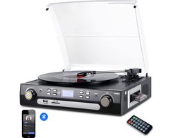 DIGITNOW Platenspeler M36 - Bluetooth Vinyl met Stereo Speakers - 33/45/78 Toeren - Zwart