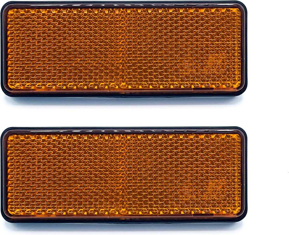 Reflector oranje met plakstrip 95x38 E keur (2 stuks)
