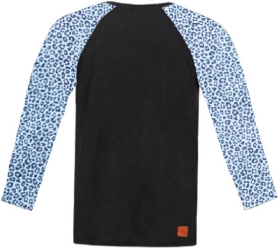 Shirt zwart panter dusty blauw