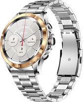 Belesy® XTRA - Smartwatch Heren – Smartwatch Dames - Horloge – Stappenteller – Calorieën - Hartslag – Bel functie - Je eigen foto als wijzerplaat - Kleurenscherm - Full Touch – Goud – Milanees – Zilver - Moederdag