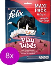 8x Felix Playtubes Dinde & Jambon - Snack pour Chat - 180g