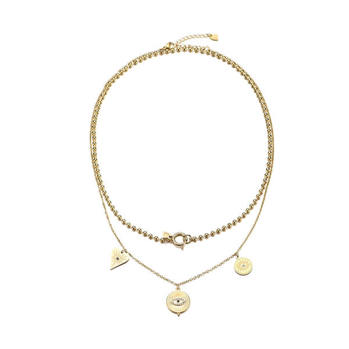 Bijoutheek collier Dubbel beschermend oog goud