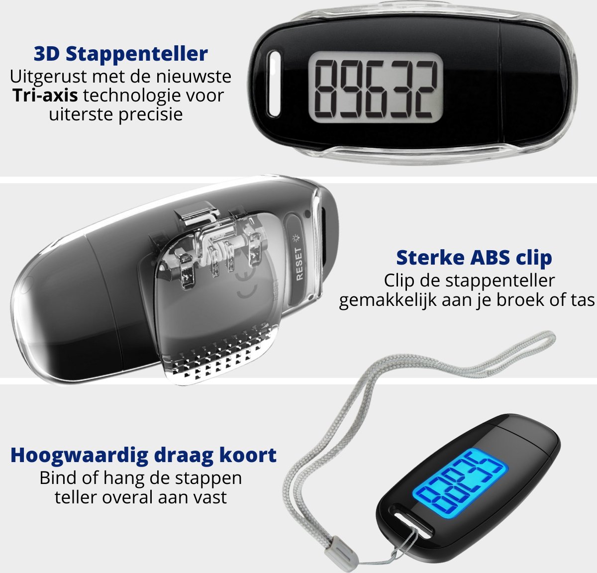 AdroitGoods Stappenteller met Clip en Draagkoord - USB Opladen - Activity  Tracker -... | bol.com