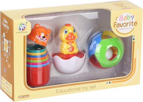 Stapeltoren baby set - letters - cijfers - tuimelaar eend - bal rammelaar - kleurrijke Stapelbekers - Educatief speelgoed