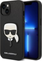 iPhone 14 Plus Backcase hoesje - Karl Lagerfeld - Effen Zwart - TPU (Zacht)