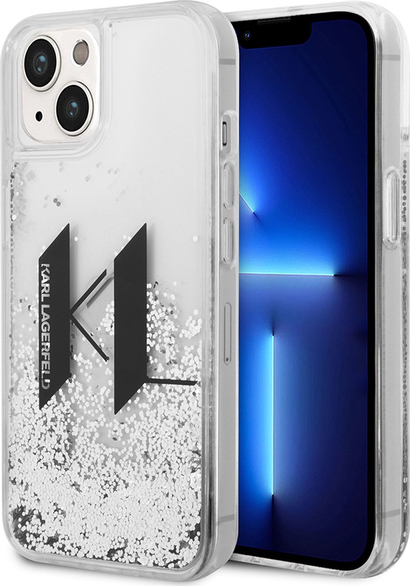 iPhone 14 Plus Backcase hoesje - Karl Lagerfeld - Effen Zilver - Silicone