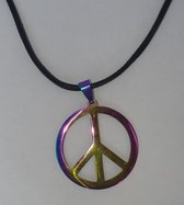 4x Hippie ketting - Peace teken - Holografisch effect
