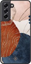 Casimoda® hoesje - Geschikt voor Samsung Galaxy S21 FE - Abstract Terracotta - Zwart TPU Backcover - Geometrisch patroon - Multi