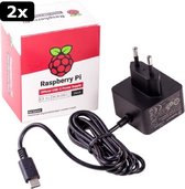 2x Raspberry Pi 4 / 400 voeding - EU stekker - USB-C  - 5.1V - 3A - zwart
