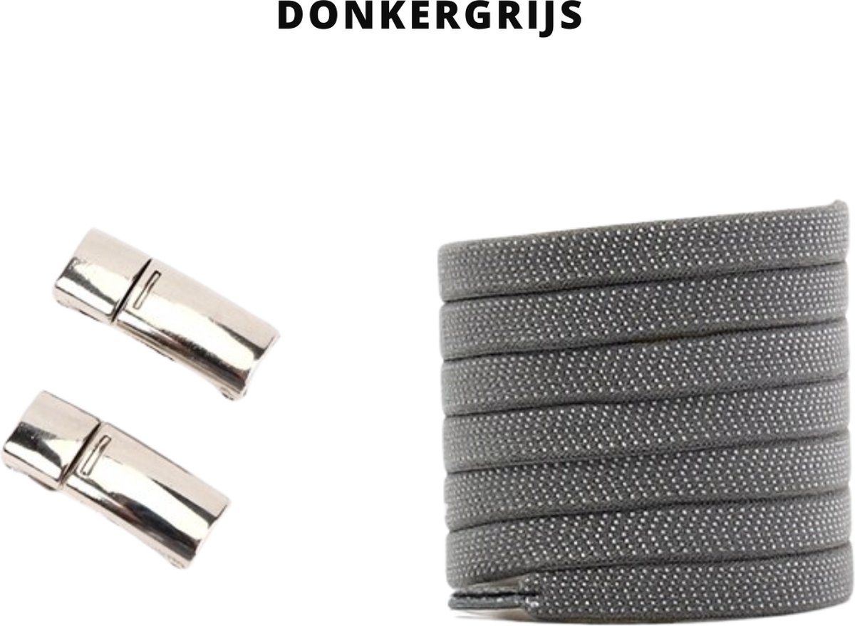 Beste Veters - Veters - Veters elastische - Veters Magnetische - Schoenaccessoires - Veters 100 cm - Veters donkergrijs