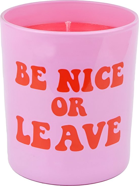Flamingo Candles - Kaars - Be nice or leave - roze - tekst - geurkaars