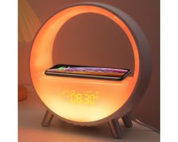 Inga® Smart Wake Up Light met zonsopgang simulatie, draadloos oplader, en bluetooth speaker| Automatische tijdinstelling | Wifi | Zet de toon met 9 omgevingssferen en 4 natuurlijke geluiden