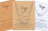 Bixorp Stars 5 Virgo / Virgo bijoux Couleur argent - Set de collier signe du zodiaque + boucle d'oreille + bracelet - Cadeau pour elle - Cadeau pour Saint Nicolas - Cadeau pour Noël