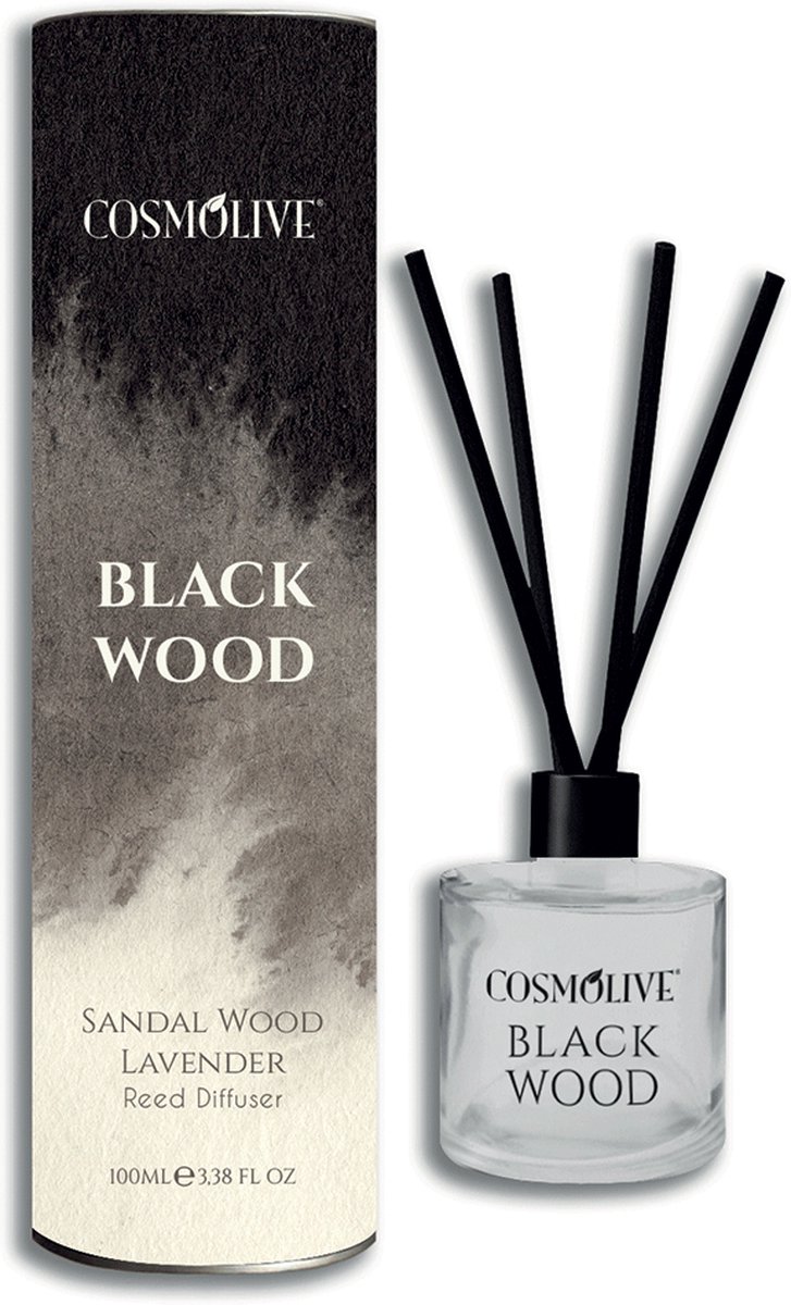 Cosmolive - Black Wood - Kamerparfum met bamboestokjes - 100 ml