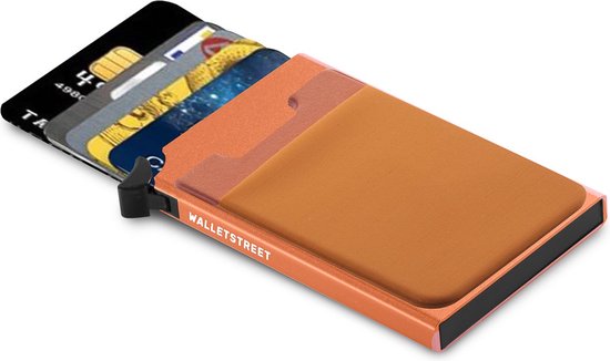 Walletstreet Uitschuifbare Pasjeshouder CB2 Plus collection-Walletstreet Aluminium Creditcardholder/Creditcardhouder Card Protector Anti-Skim/ RFID Card Protector 7 Pasjes – Oranje/Orange