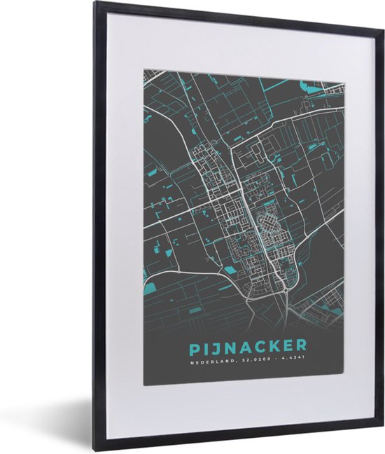 Fotolijst Incl Poster Plattegrond Pijnacker Kaart Stadskaart