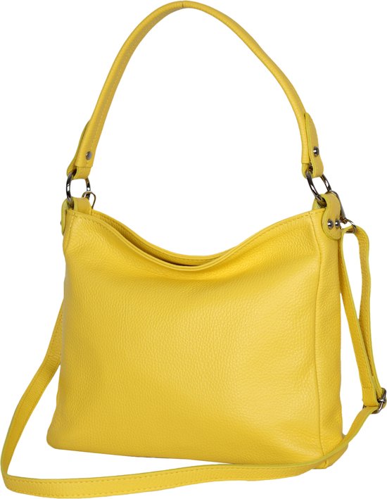 AmbraModa GLX35 - sac à main italien sac à bandoulière sac à bandoulière en cuir véritable jaune
