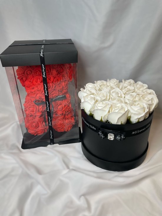 AG Luxurygifts cadeau box - flower box - rozen beer - cadeau - gift - Valentijnsdag - soap roses