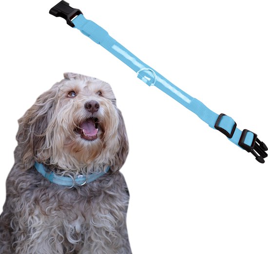 Foto: Dutchwide lichtgevende honden halsband m 37 46 cm led oplaadbaar halsbanden en riemen hond geschikt voor puppy lampje verlicht reflecterend verstelbaar blauw