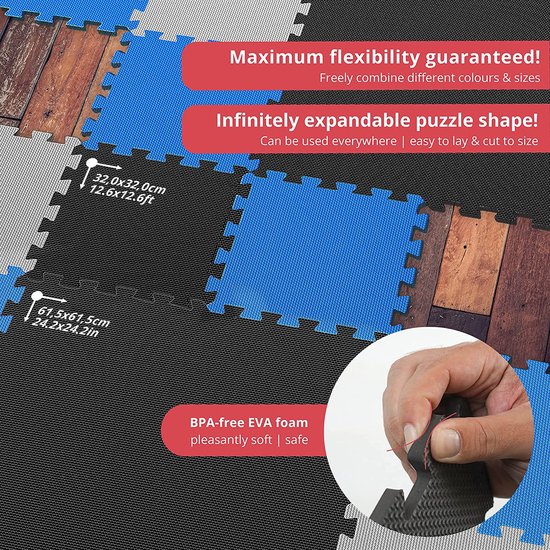 Bemaxx Premium Rubberen Puzzelmatten Set - 9 Stevige Foam Tegels Voor Vloerbescherming In Gym, Garage En Thuis