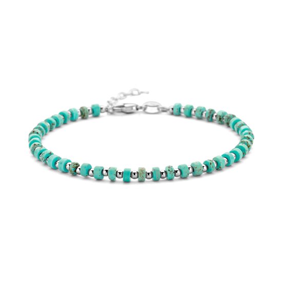 YO&NO - Bracelets de perles turquoise - 4, 0 mm - 23 cm - Argent rhodié