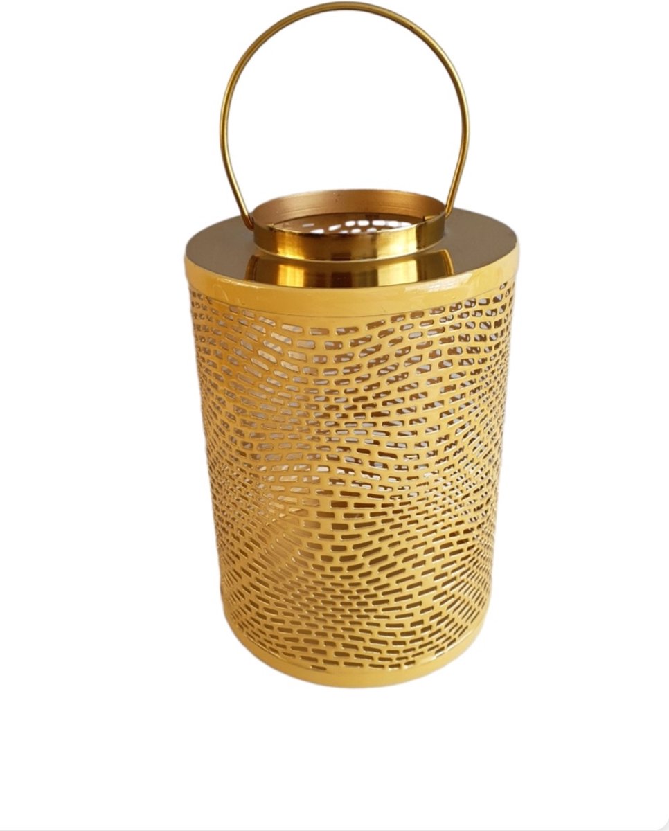 Mica Decorations 2 STUKS Justen lantern goud geel H35 x D16,5cm