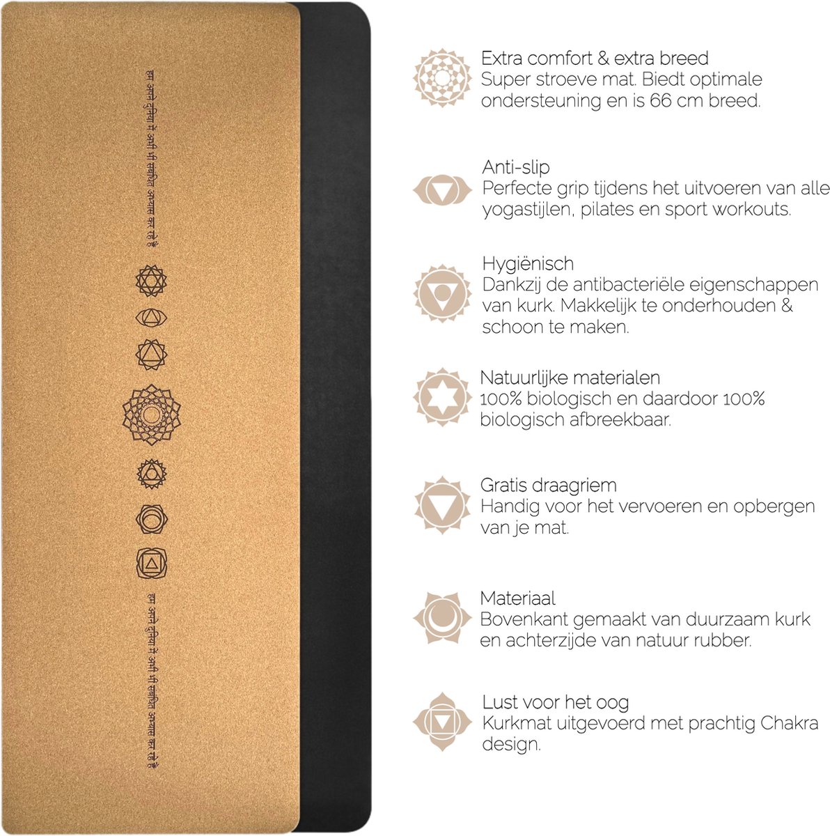 YoZenga Limited Chakra Yoga Mat - Premium Natuurlijk Kurk thumbnail 4