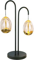 Sierlijke tafellamp Golden egg | 2 lichts | Ø 9,5 cm | 48 cm | glas / metaal | zwart / goud / transparant | bureaulamp | feervol / warm licht | modern / landelijk design