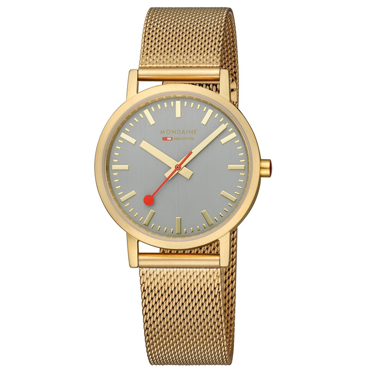 Mondaine M660.30314.80SBM Horloge - Milanees - Grijs - 36mm