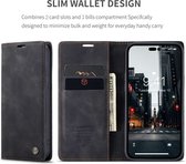 CASEME Geschikt Voor iPhone 14 Pro Max Retro Wallet Case - Black