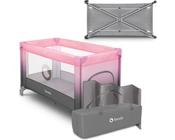 Lionelo Stefi – Lit Parapluie & Parc 2-en-1 – Co-Dodo – Entrée Latérale avec Fermeture Éclair – Jusqu’à 15 kg – 125x65 cm – Système LockGuard – Sac de Transport Inclus – Pour 0-36 Mois