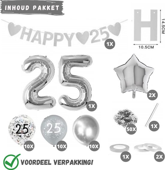 Partypakket® 25 jaar getrouwd Versiering - 25 Jaar Verjaardag