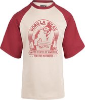 Gorilla Wear - T-shirt surdimensionné Logan - Beige/Rouge - 2XL