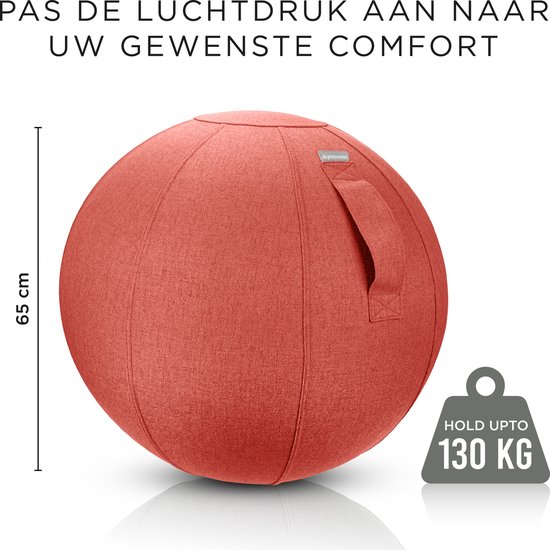 Dynaseat – Ergonomische Zitbal voor Kantoor en Thuis – Incl pomp – Rood / Oranje - 65 cm