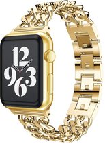 MY PROTECT® Bracelet à maillons de chaîne en métal de Luxe pour Apple Watch Series 1/2/3/4/5/6/7/8/SE 38/40/41mm Bracelet de montre - Bracelet de montre à chaîne - Or