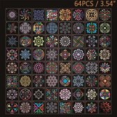 BOTC Mandala dot painting sjablonen 64-delige - 9x9 cm - stippen -  dotting art - Hobby sjablonen - teken sjablonen - schildersjablonen- SD000115