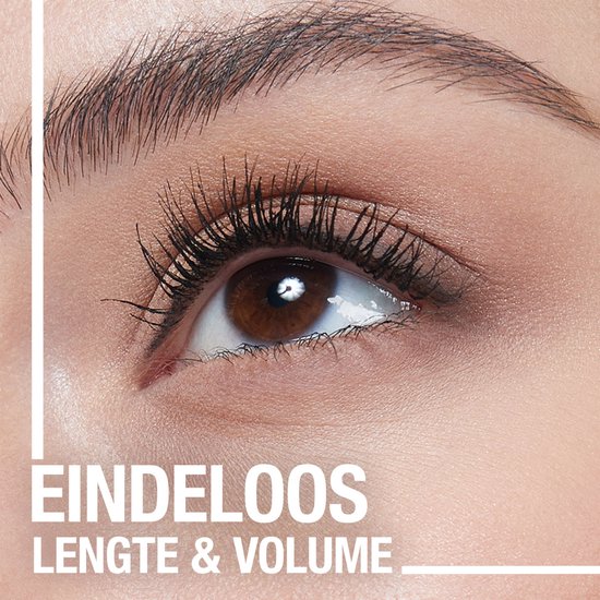 Close-up van een oog met vollere, langere wimpers dankzij mascara.