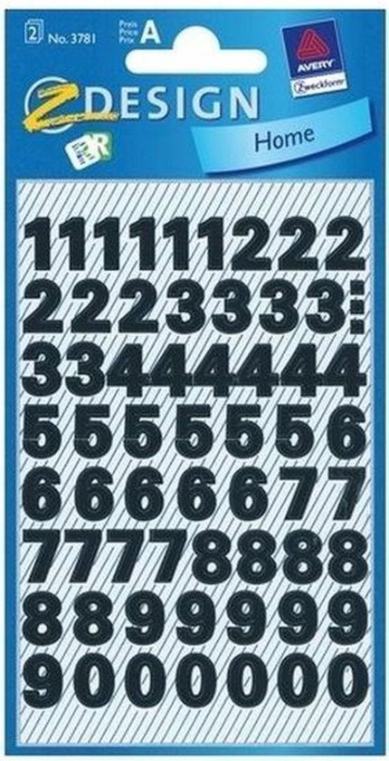 Cijfer stickers 10 vellen 9 mm - stickervellen kantoor/school/thuis - zelfklevende cijfers zwart - plakcijfers