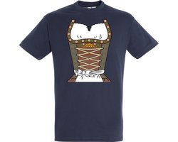 T-shirt Dirndl | Oktoberfest dames heren | Tiroler outfit | Carnavalskleding dames heren | Navy | maat XXL