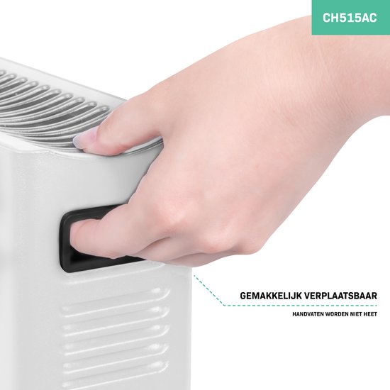 VONROC Elektrische kachel - Convectorkachel met ingebouwde radiator ventilator - 2 standen: 1250W/2000W - Regelbare thermostaat -  Verwarmt ruimtes tot 24m2 – Modern design - Wit