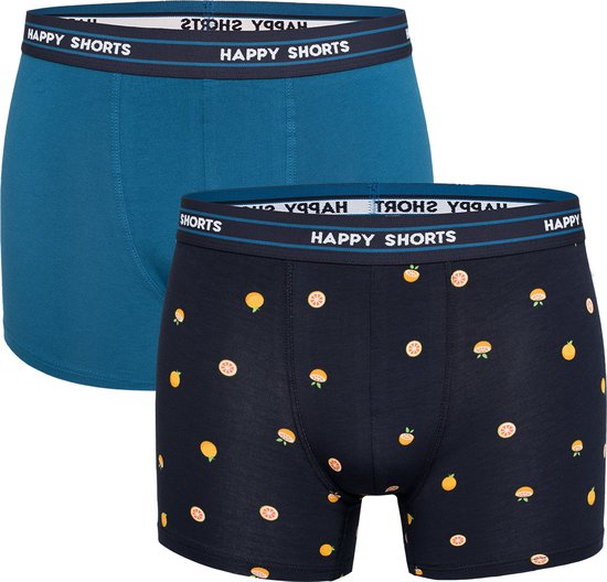 Happy Shorts 2-Pack Boxershorts Met Print Heren Grapefruit - Maat XXL