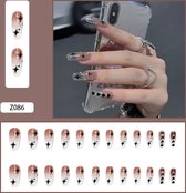 De 2 Lalas - Kunstnagels - nep nagels - plak nagels - diamandjes - steentjes - press on nails - 24 stuks - secondenlijm + nagelpatches - vijl - bokkepootje - alcoholdoekje