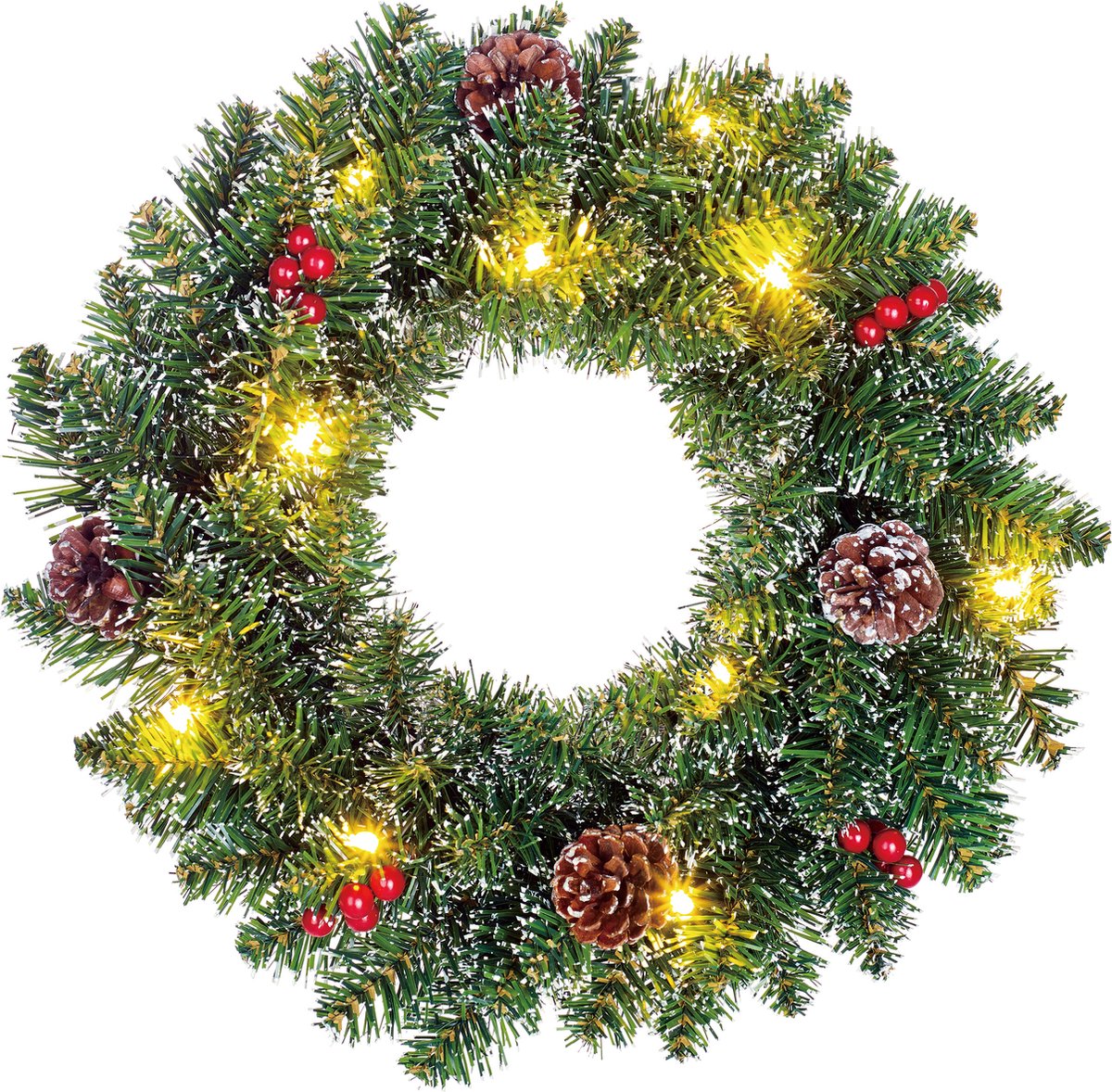 Creston wreath led battery operated green 30L TIPS 142 - d60cm - Black