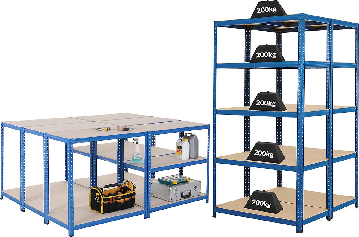 Certeo Megadeal | 5x heavy duty rekken -diepte 45 cm -175 kg per rek ...